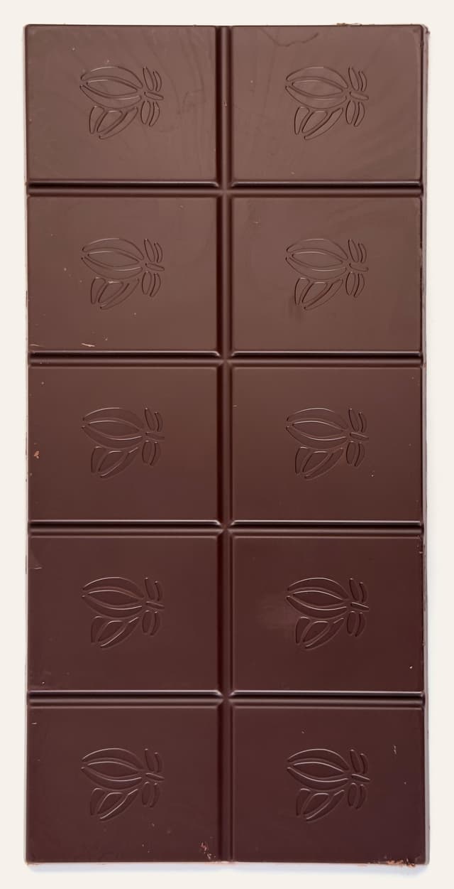 Front of 85% Dark Chocolate Bar from Uganda for Trader Joes bar from ICAM Chocolate