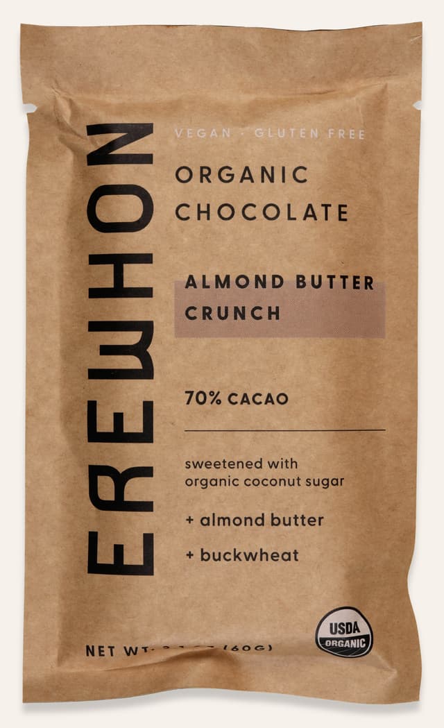 Front of Almond Butter Crunch bar made by Unknown for Erewhon in Canada package