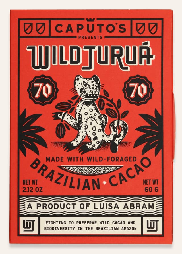 Front of Caputo's Wild Jurua 70% bar by Luisa Abram made with Caputo's Market & Deli in Brazil package