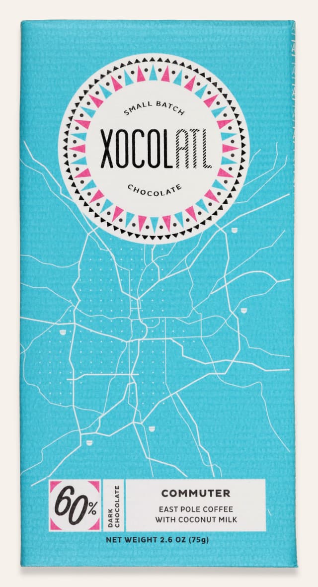 Front of Commuter East Pole Coffee with Coconut Milk bar made by Xocolatl in the United States package