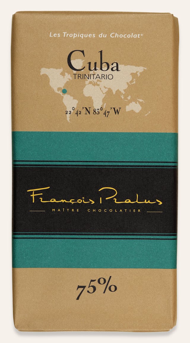 Front of Cuba 75% bar made by François Pralus in France package