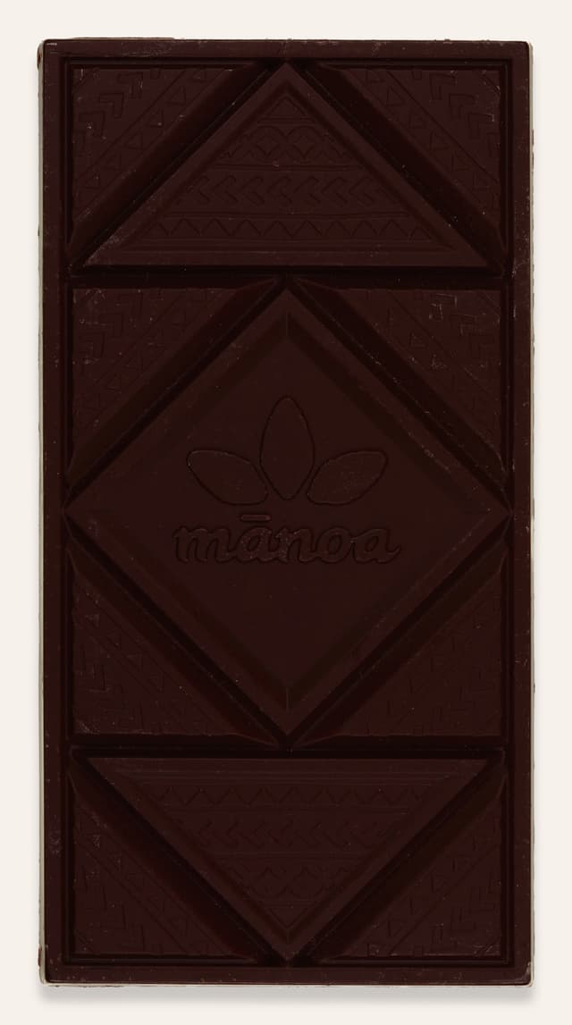 Front of Kona Hawai'i Island 70% Dark Chocolate bar made by Manoa Chocolate in the United States