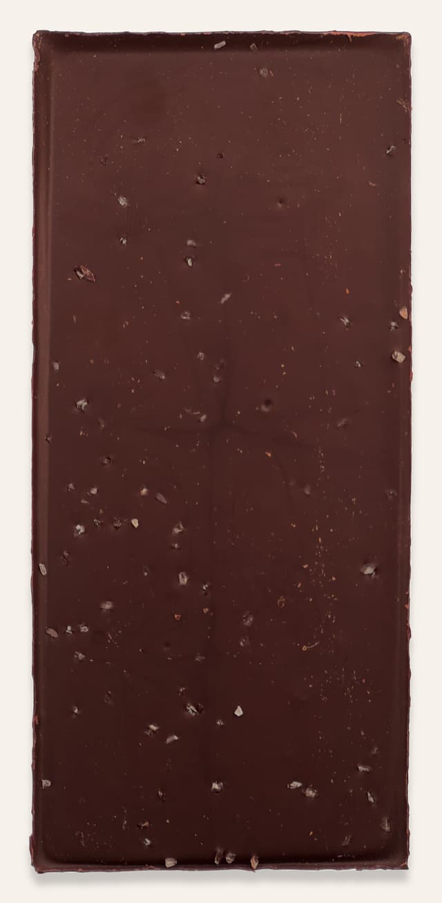 Back of Sea Salt Dark Chocolate bar made by Videri Chocolate Factory in the United States
