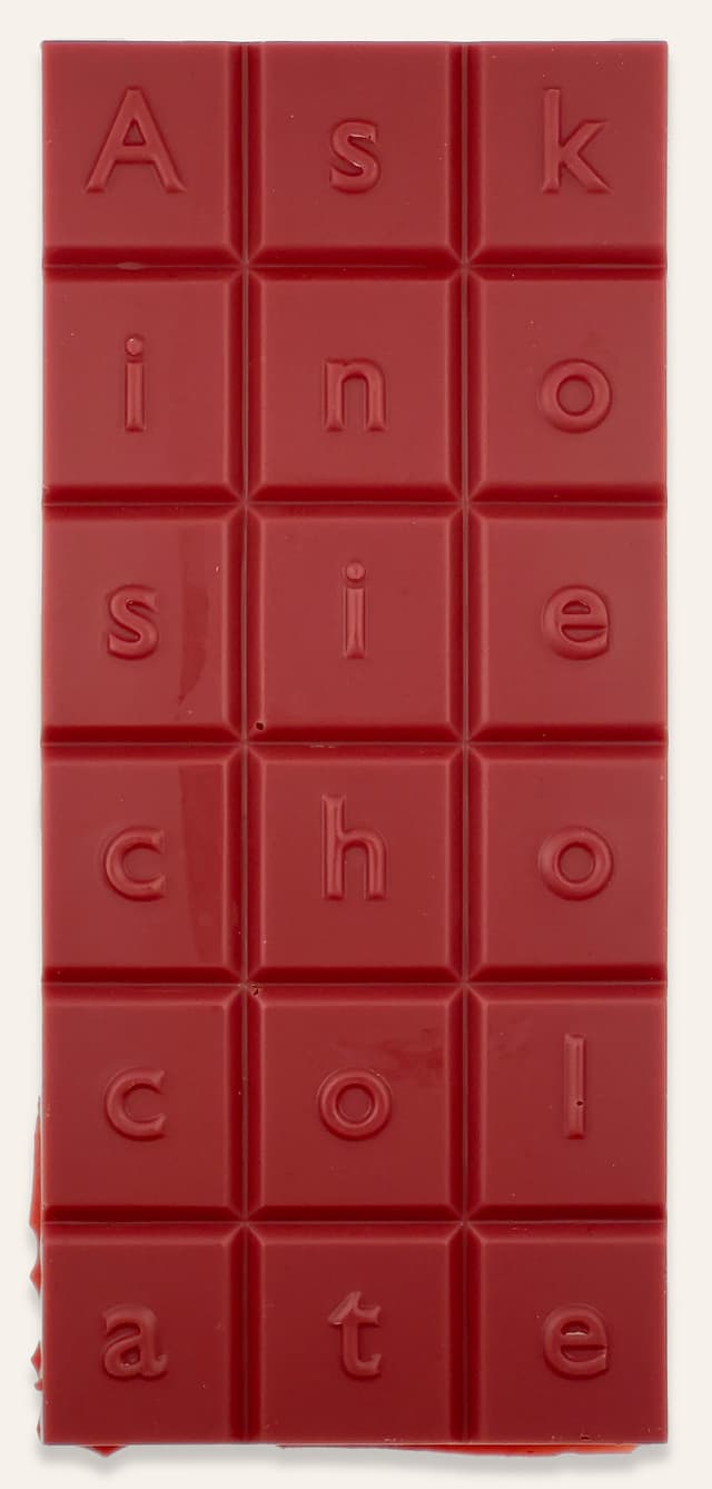 Front of (White) Chocolate Covered Strawberry bar made by Askinosie Chocolate in the United States