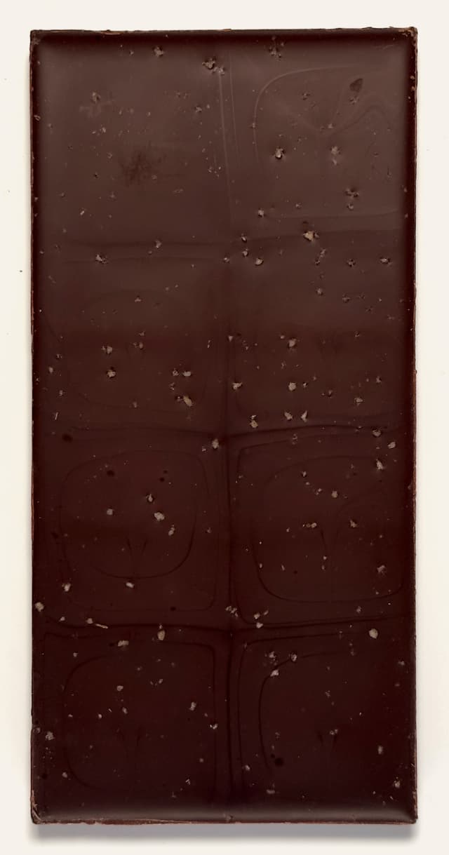 Back of Dark & Salty Dark Chocolate & Vanilla-Infused Sea Salt bar from Xocolatl Small Batch Chocolate