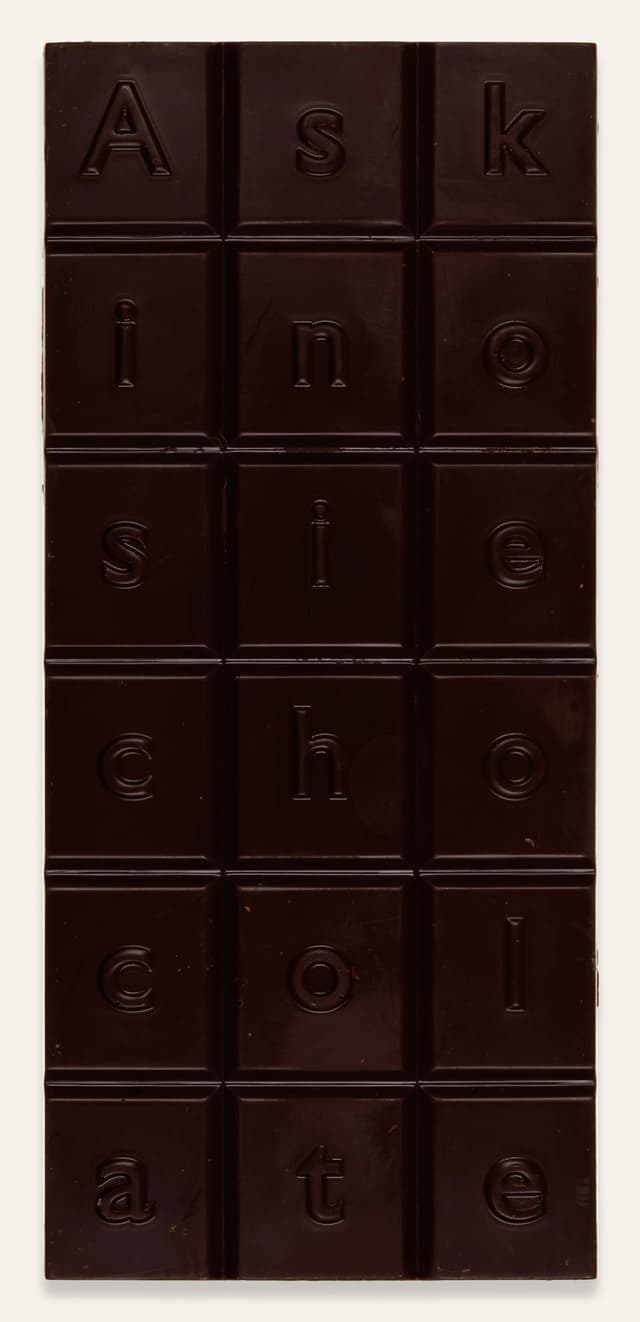 Front of Dark Chocolate + Avocado & Rosemary Heath Ceramics Collabaration Bar bar made by Askinosie Chocolate in the United States