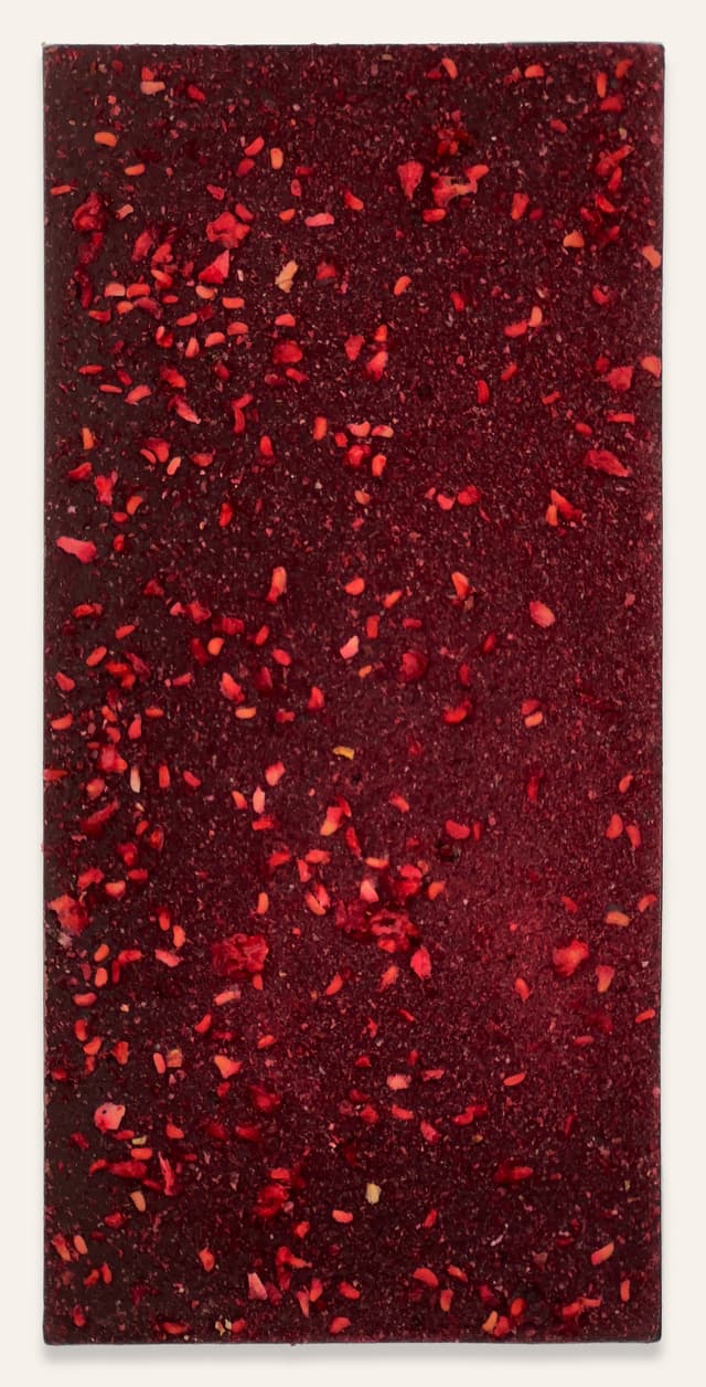 Back of The Après Chocolate Sparkling White Wine Infused Chocolate With Dried Raspberries bar made by Ritual Chocolate in the United States